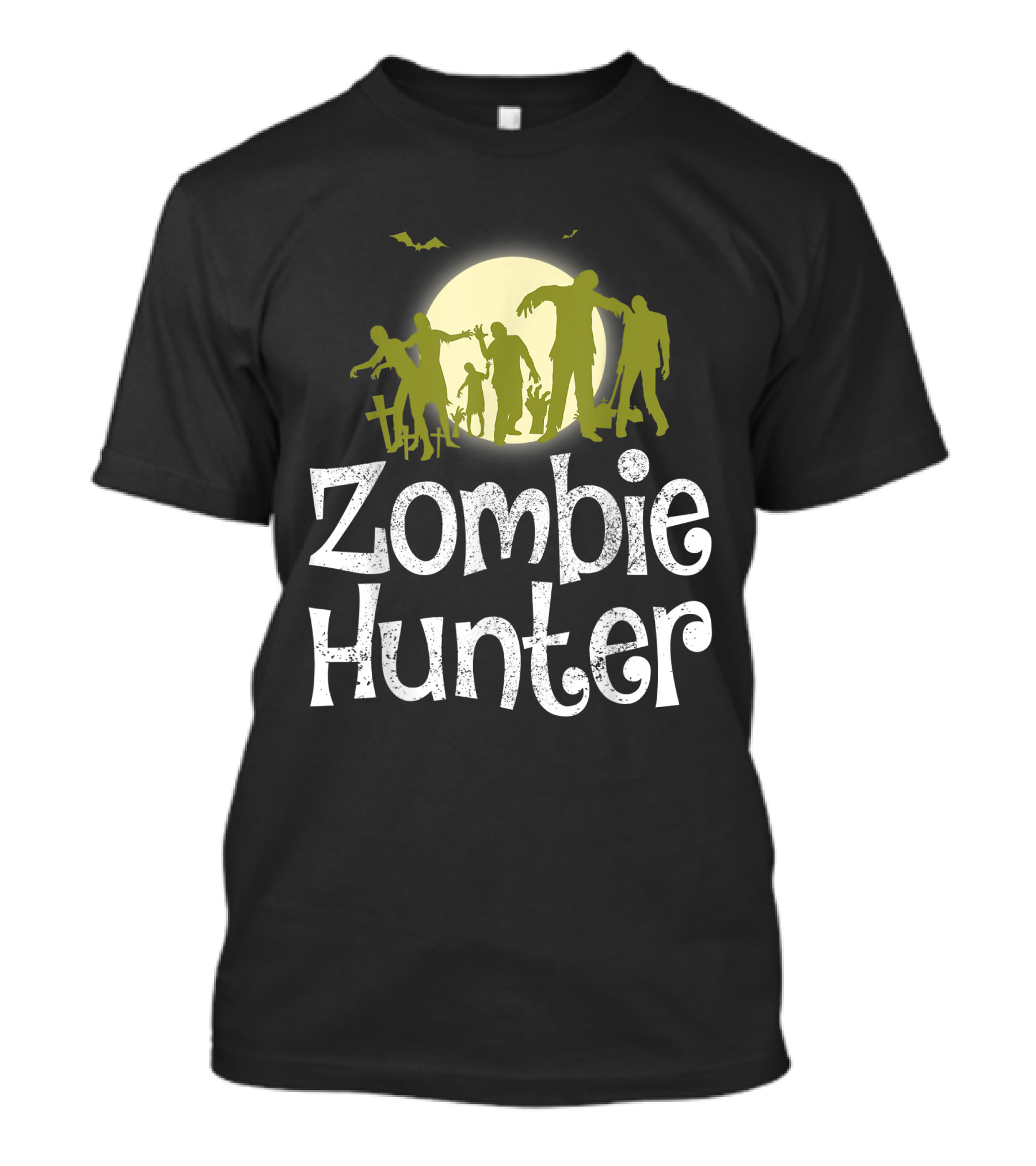 Halloween Zombie Hunter Spooky Moon Bats T-Shirt