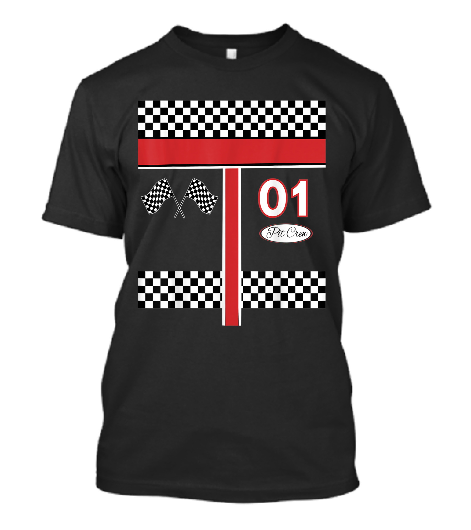 01 Pit Crew Racing Flags Checkered T-Shirt