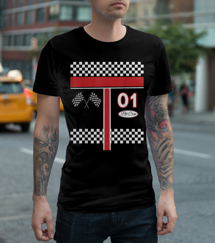 01 Pit Crew Racing Flags Checkered T-Shirt