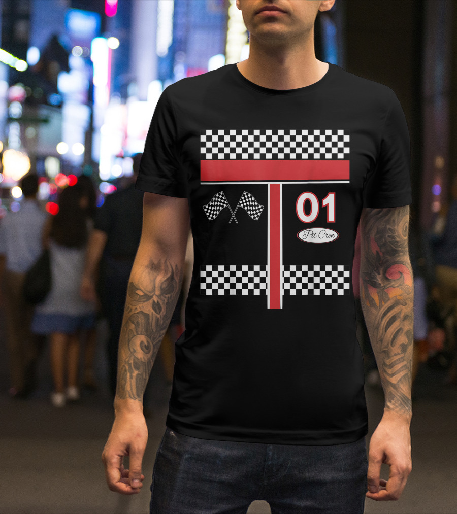 01 Pit Crew Racing Flags Checkered T-Shirt