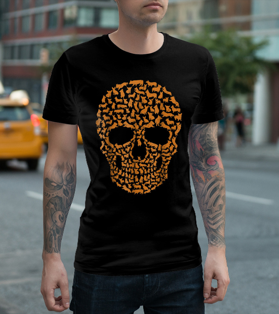 Dog Corgi Skull Halloween T-Shirt