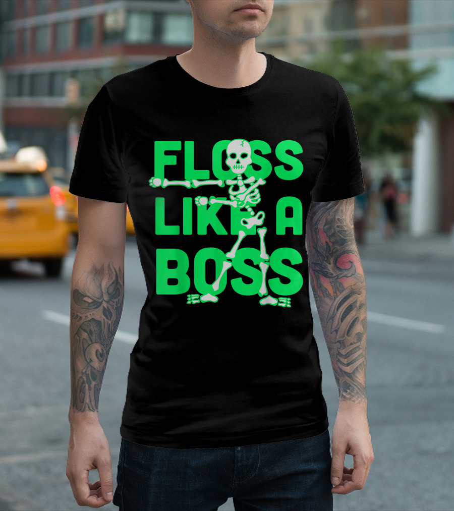 Floss Dance Like A Boss Halloween Skeleton T-Shirt