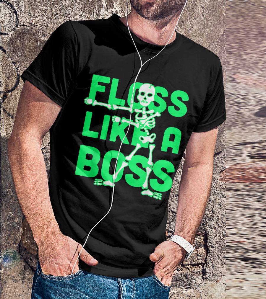 Floss Dance Like A Boss Halloween Skeleton T-Shirt