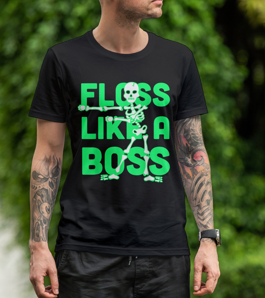 Floss Dance Like A Boss Halloween Skeleton T-Shirt