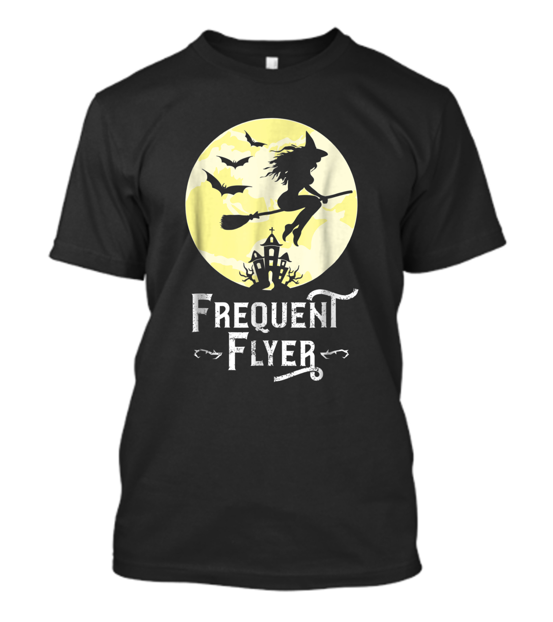Frequent Flyer Funny Witch Halloween Teacher Haunted Night Bats T-Shirt