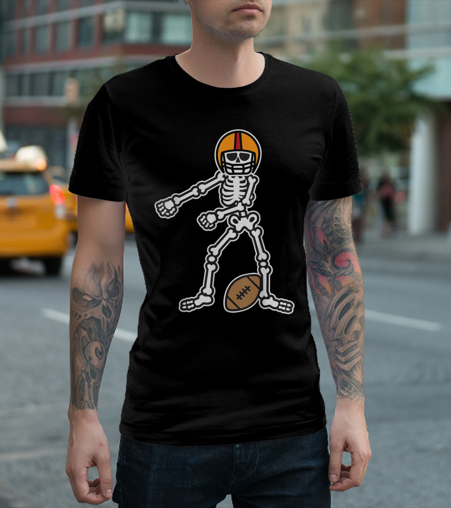 Flossing Skeleton Football Player with Helmet and Ball T-Shirt