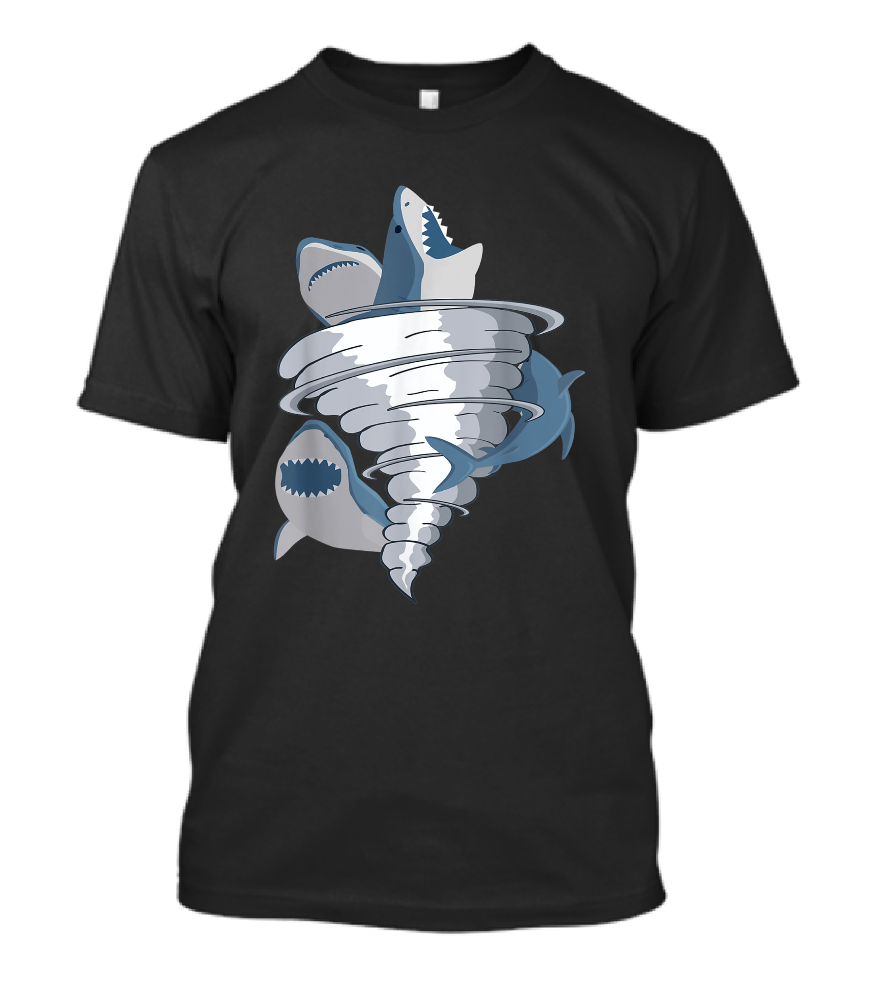 Halloween Shark Tornado Tiger Great White Sharks Bite Swirling Frenzy T-Shirt
