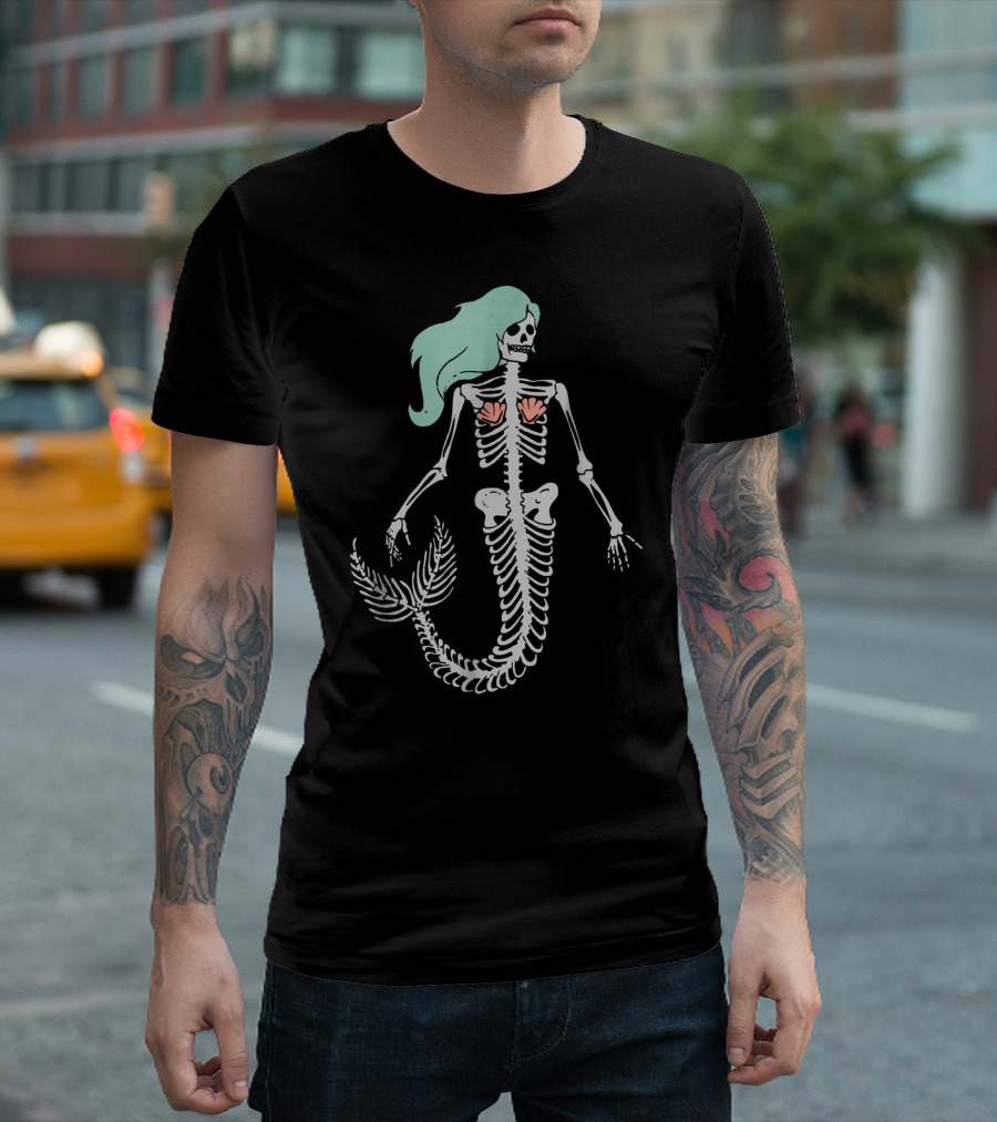 Halloween Skeleton Mermaid Funny T-Shirt