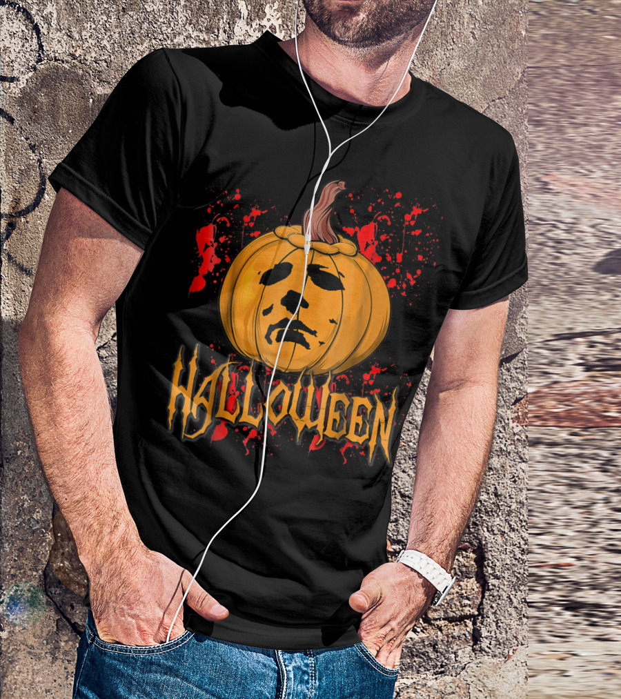 Halloween Pumpkin Myers Face Funny Michael T-Shirt