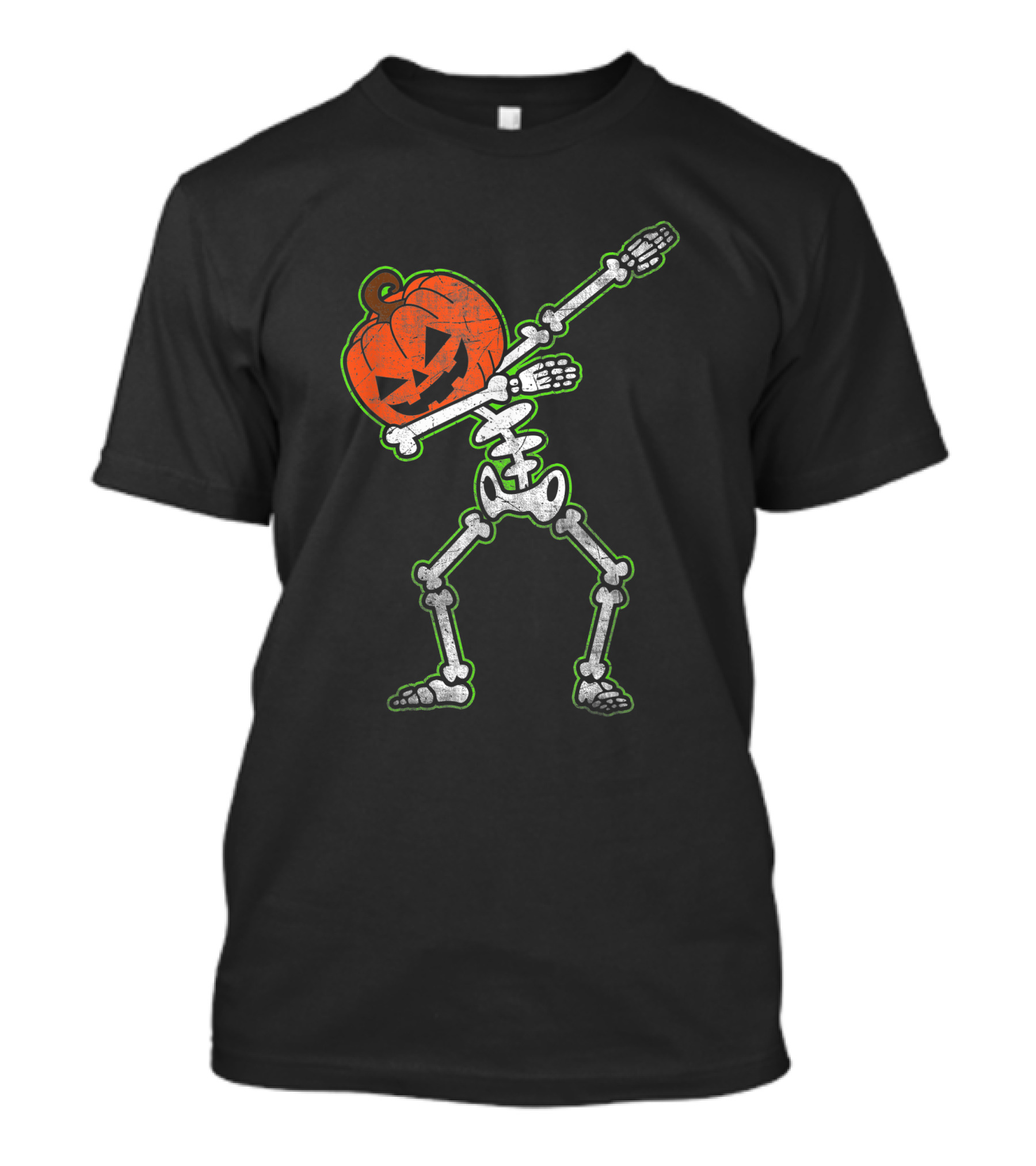 Funny Halloween Skeleton Dab With Pumpkin Head T-Shirt