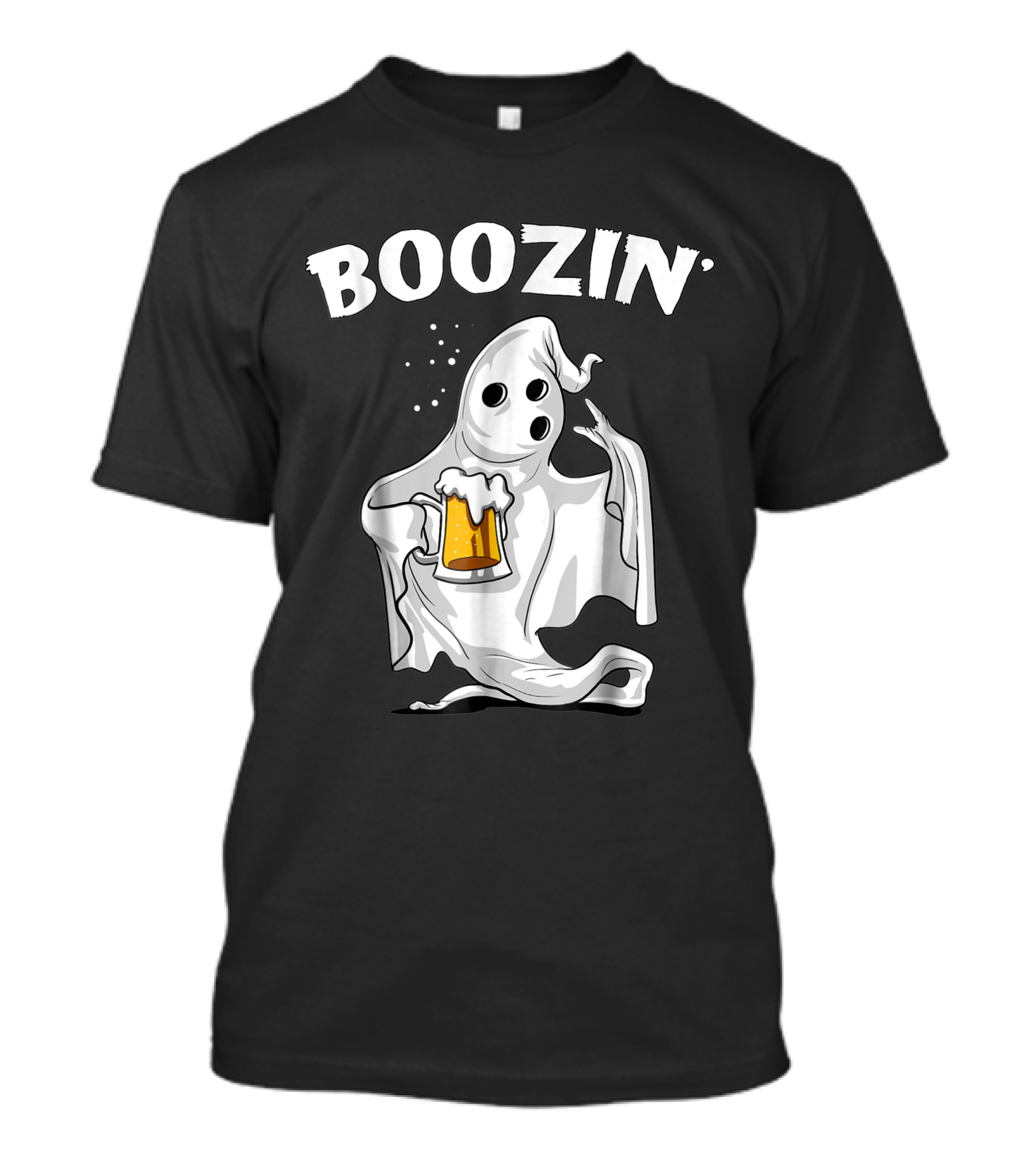 Boozin Ghost Halloween Funny Beer Drinking Party T-Shirt
