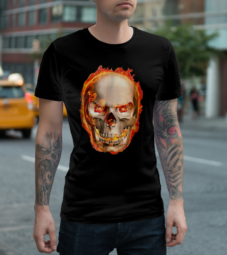Skull Fire Face Awesome T-Shirt