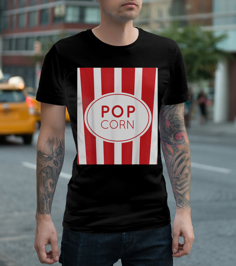 Halloween Popcorn Red White Stripes T-Shirt
