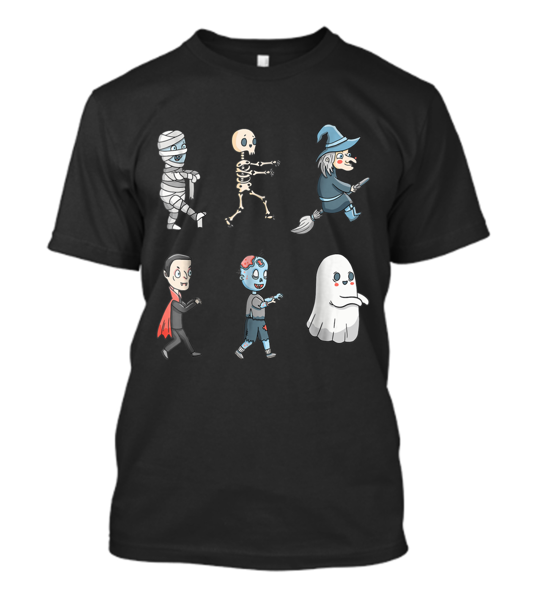 Halloween Witch Ghost Skeleton Mummy Vampire Zombie T-Shirt