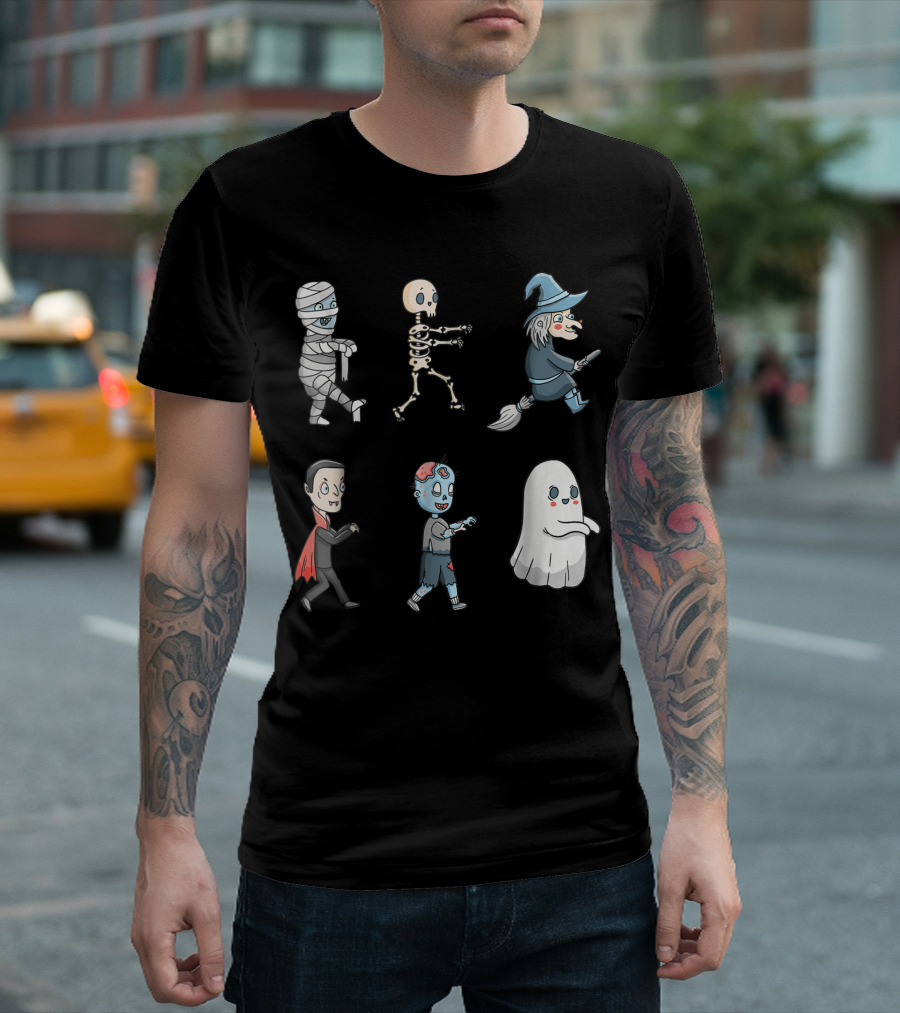 Halloween Witch Ghost Skeleton Mummy Vampire Zombie T-Shirt