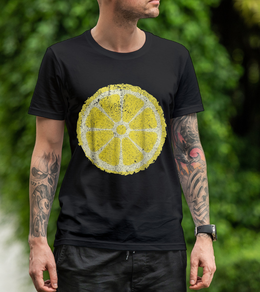 Yellow Lemon Vintage Slice Grunge Look T-Shirt