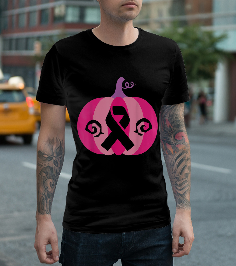 Pink Pumpkin With Breast Cancer Awareness T-Shirt