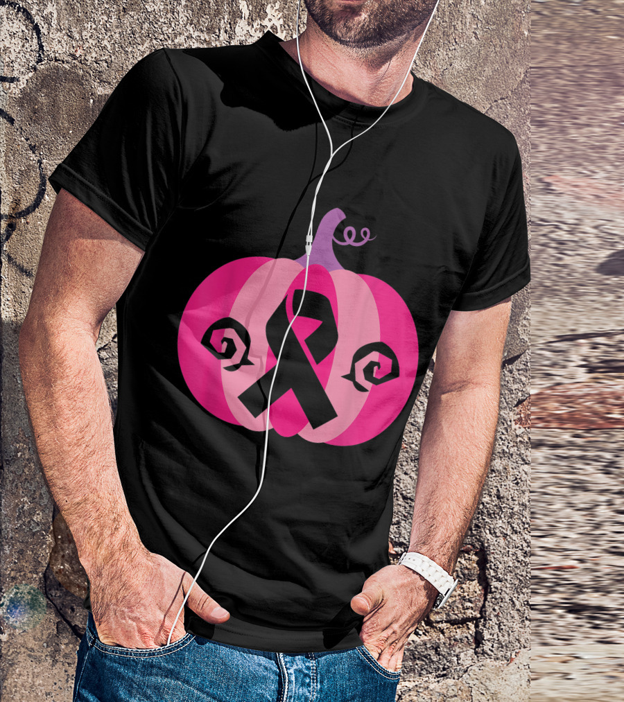 Pink Pumpkin With Breast Cancer Awareness T-Shirt