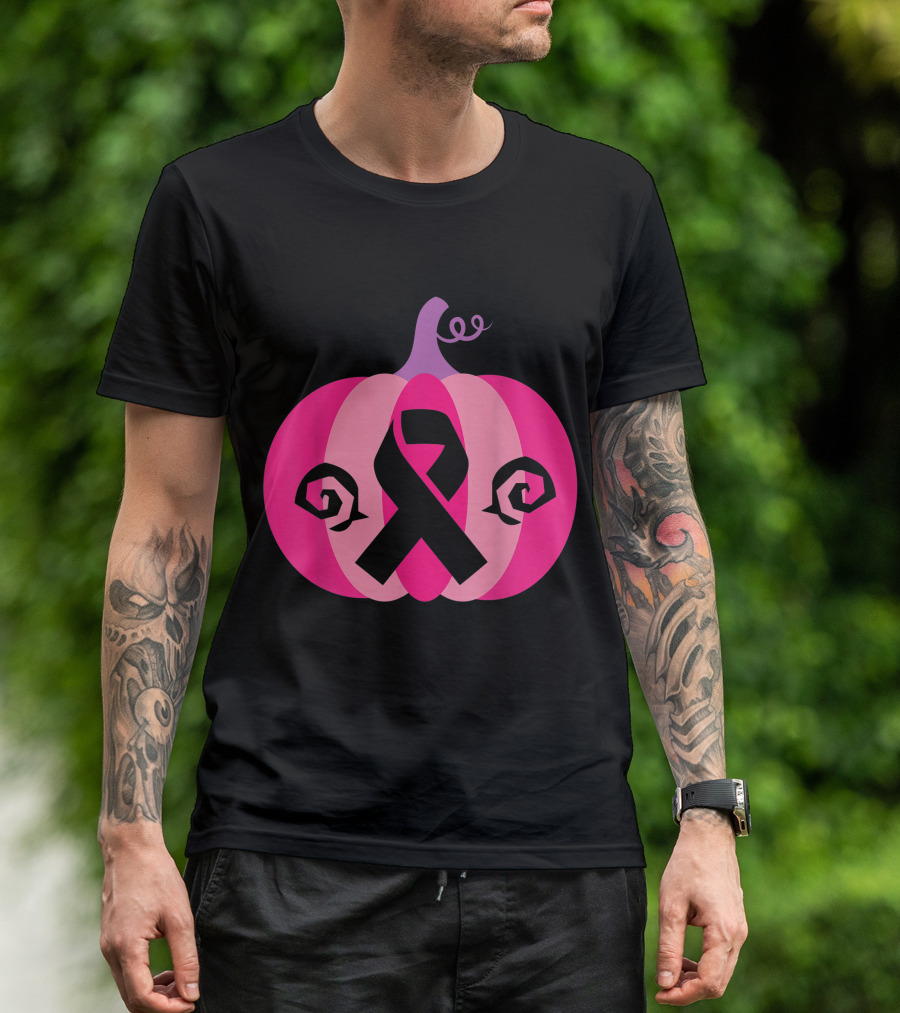 Pink Pumpkin With Breast Cancer Awareness T-Shirt