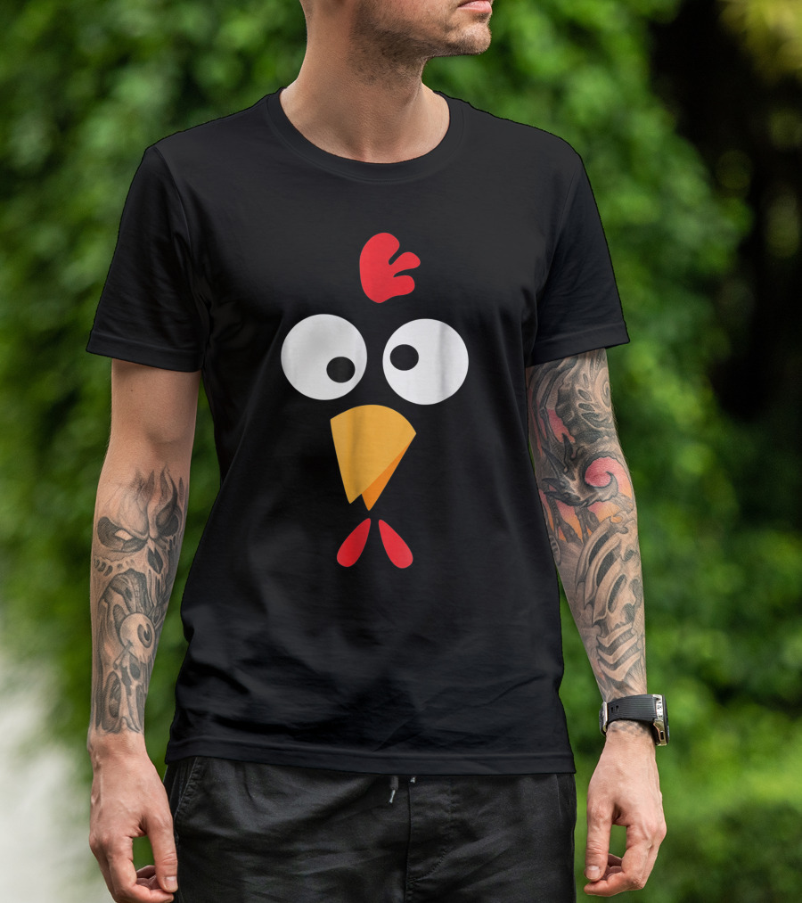 Crazy Chicken Face Minimalist Halloween Costume Funny Adults T-Shirt