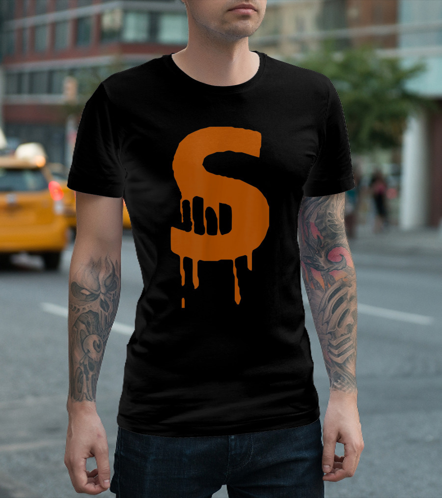 S Dripping Orange Letter T-Shirt