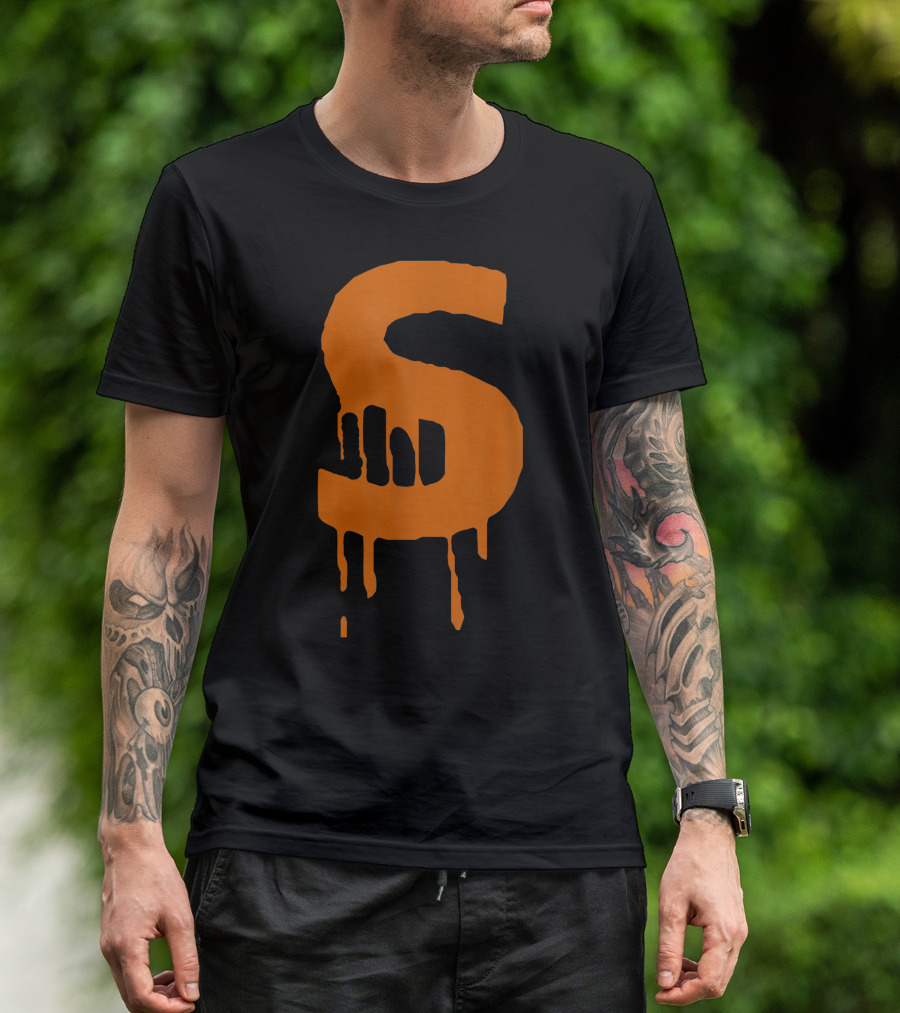 S Dripping Orange Letter T-Shirt