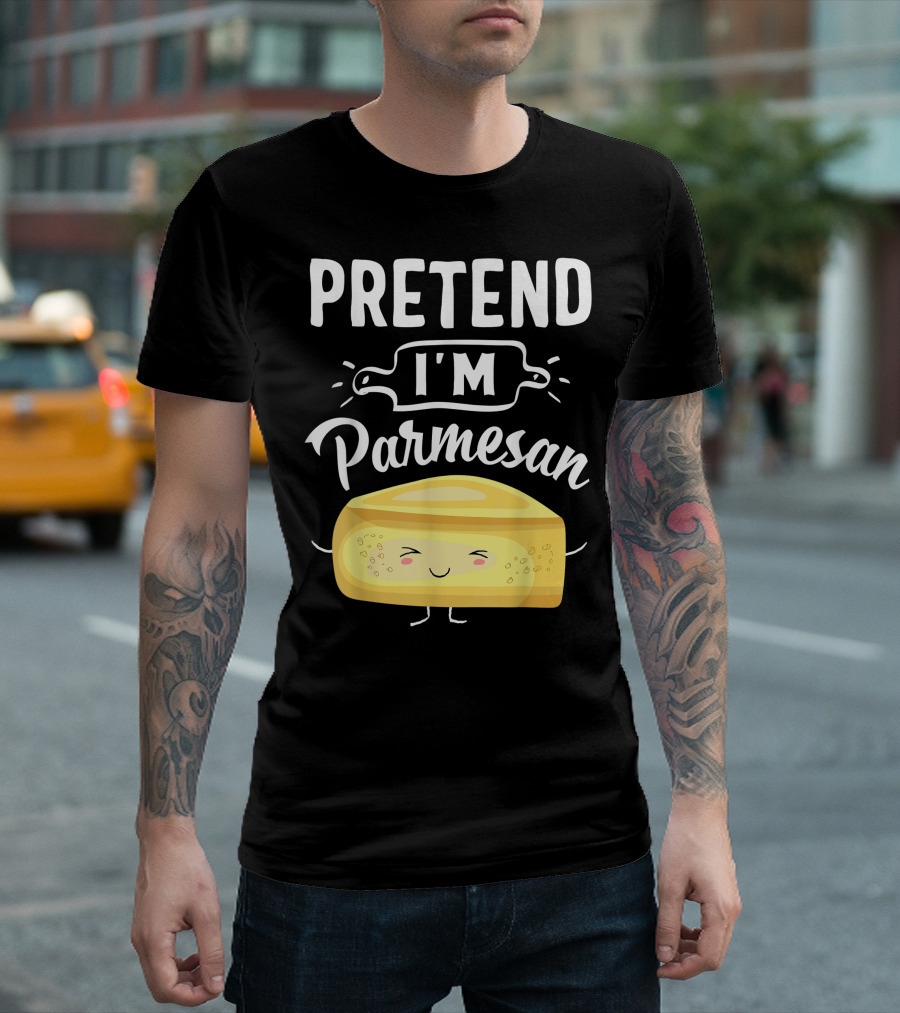 Funny Pretend I'm Parmesan Cheese Halloween Costume With Smiling Cheese Block T-Shirt