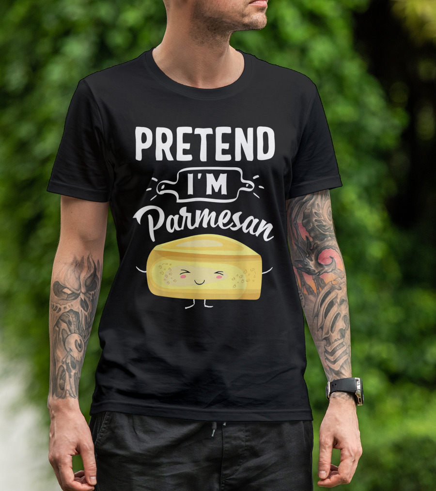 Funny Pretend I'm Parmesan Cheese Halloween Costume With Smiling Cheese Block T-Shirt