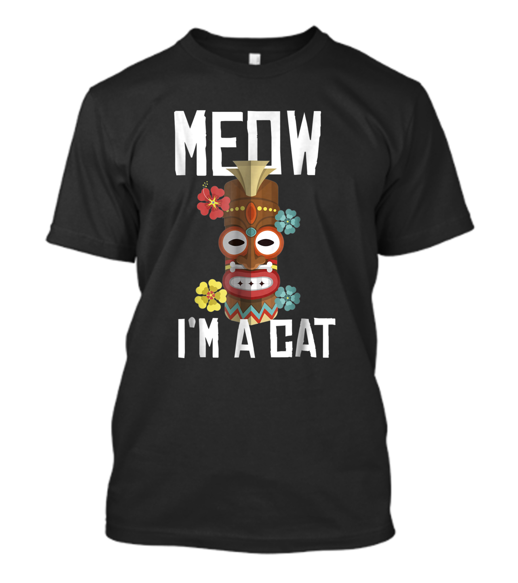 Meow I'm A Cat Tiki Totem Halloween Humor T-Shirt