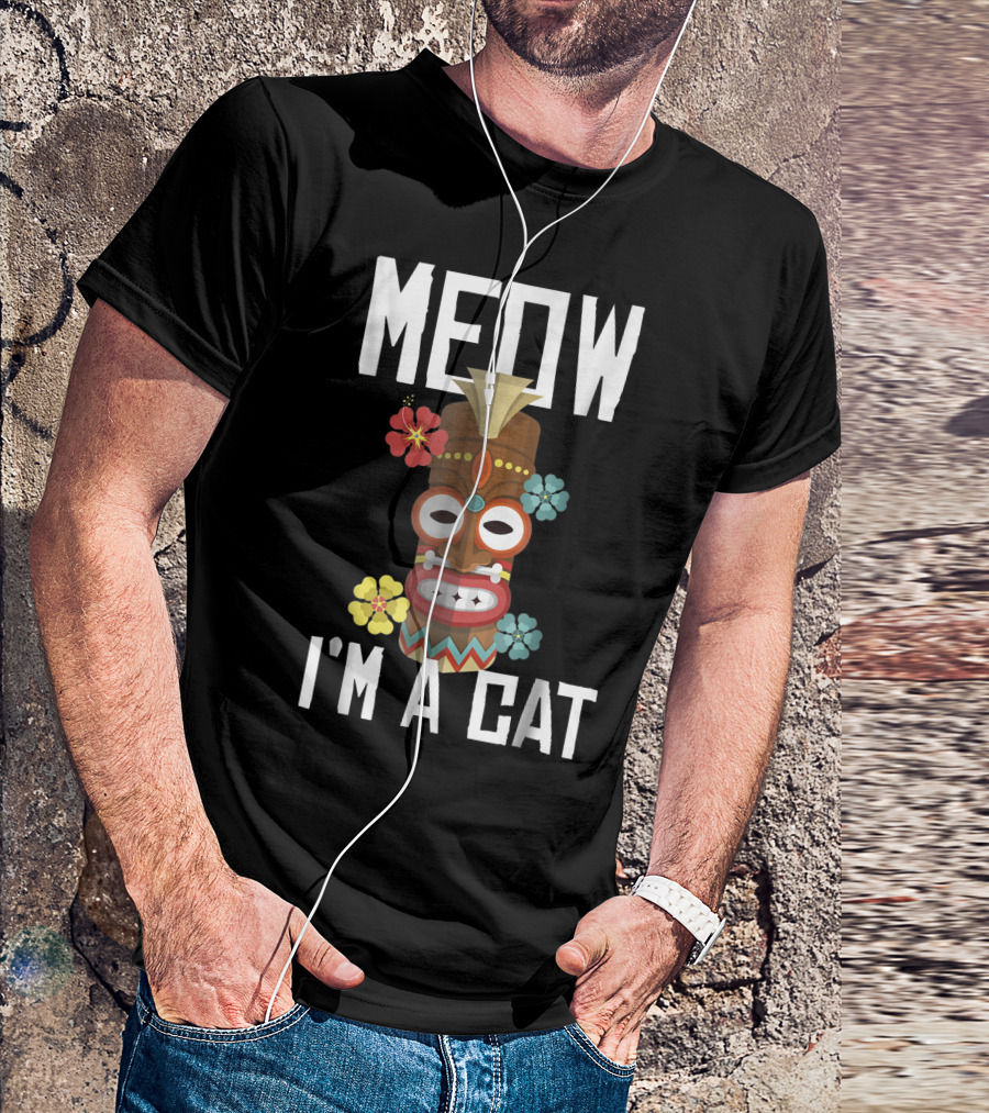 Meow I'm A Cat Tiki Totem Halloween Humor T-Shirt