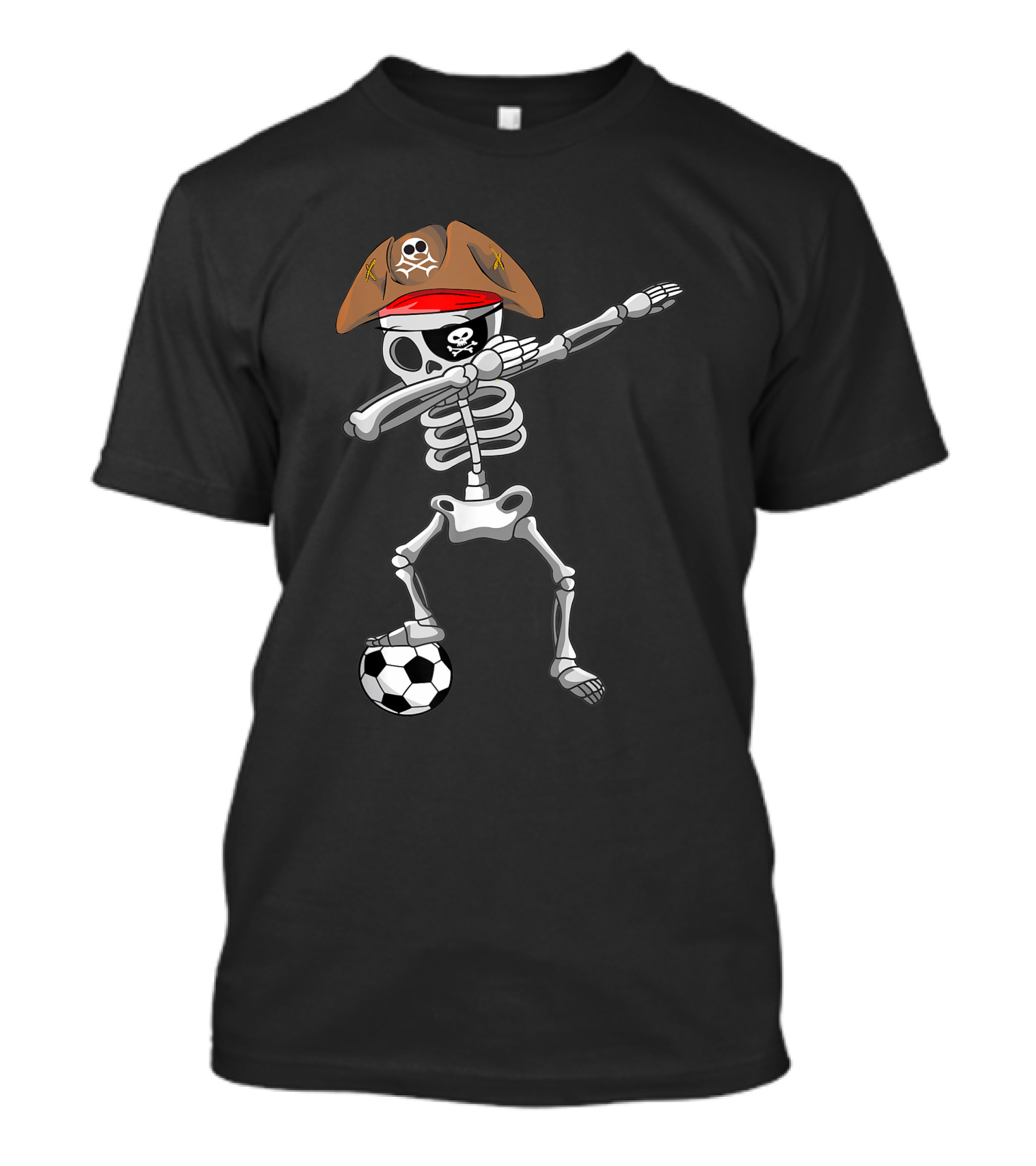 Pirate Skeleton Dabbing Halloween Soccer T-Shirt