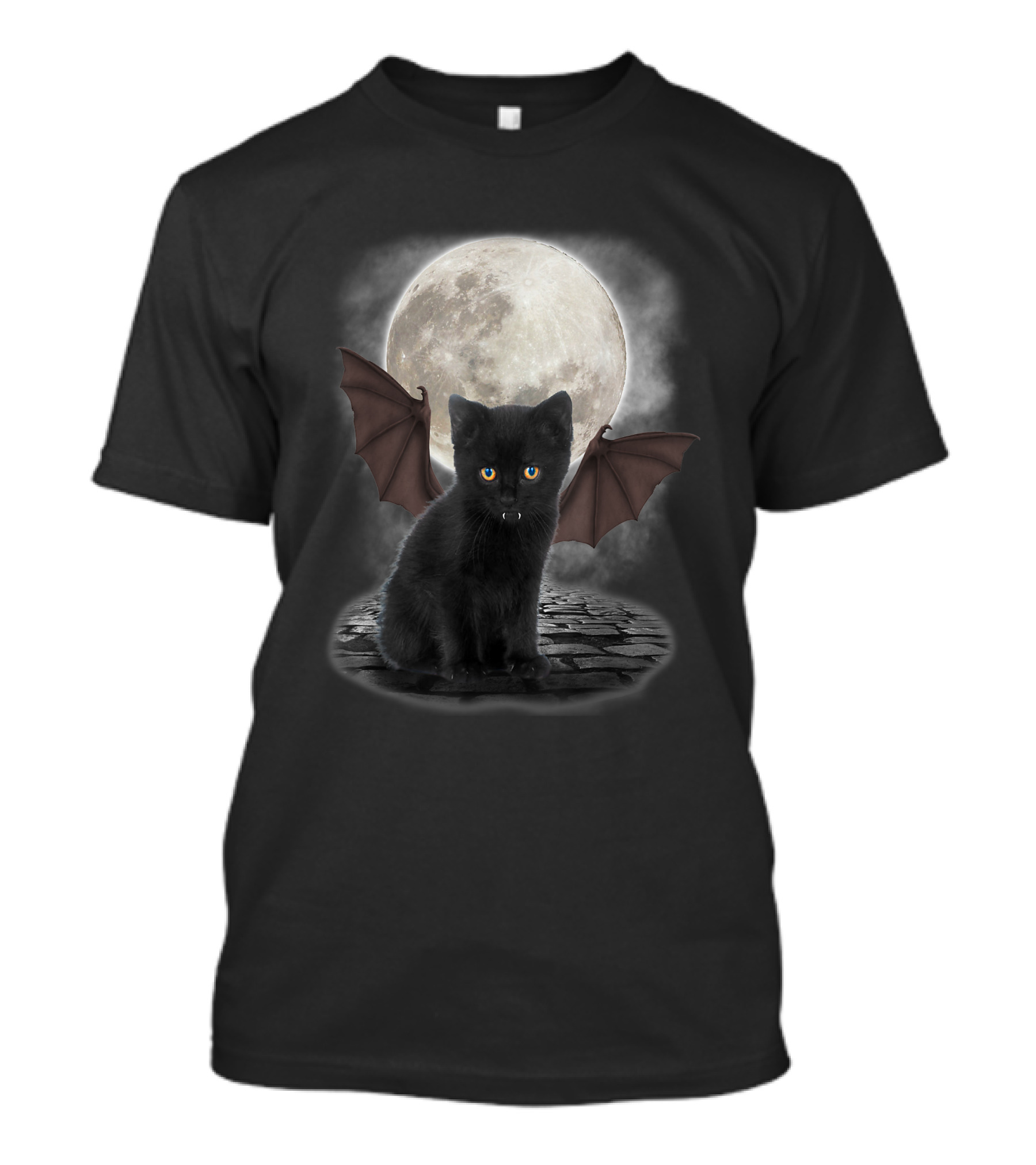 Gothic Vampire Bat Cat Under Full Moon For Funny Cats Lover T-Shirt