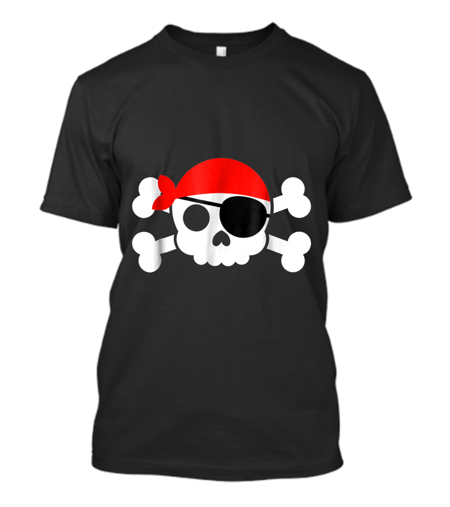 Jolly Roger Pirate Skull And Crossbones Halloween Costume Red Bandana T-Shirt