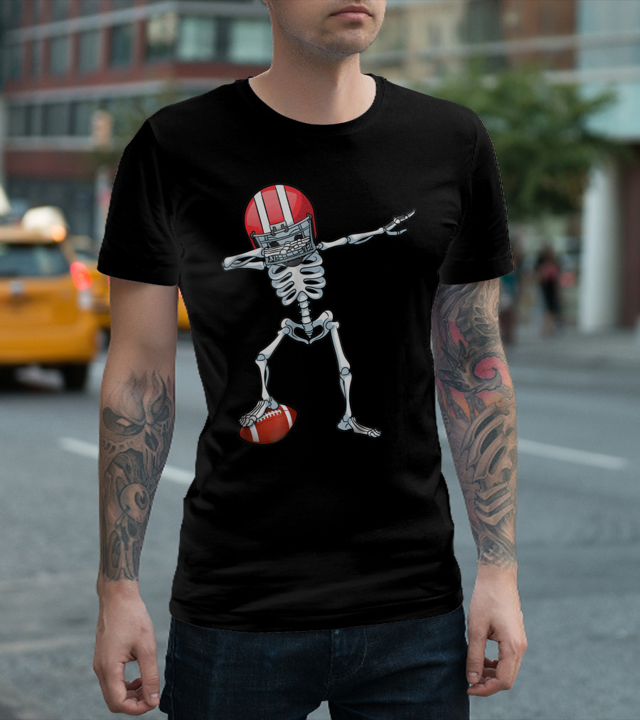 Dabbing Skeleton American Football Player T-Shirt