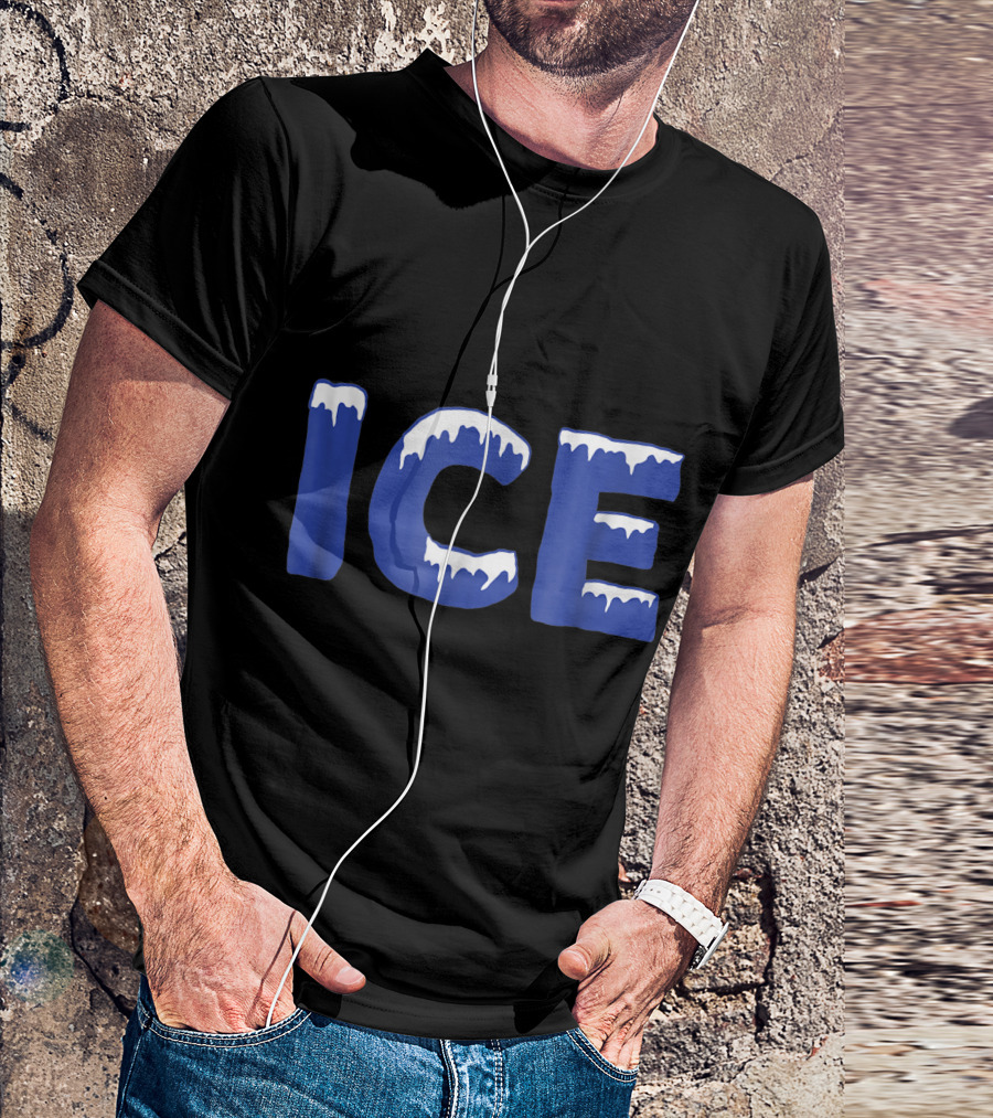Funny Family Halloween Costume Ice And Baby Blue Dripping Text T-Shirt