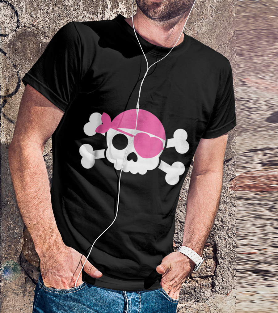 Jolly Roger Cute Pink Pirate Halloween Costume T-Shirt