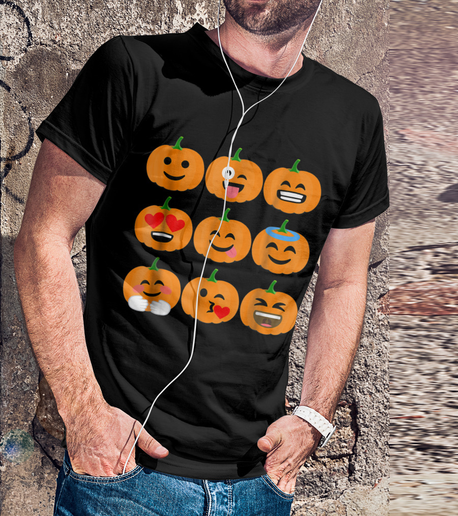 Pumpkins With Emoji Inspired Funny Faces T-Shirt