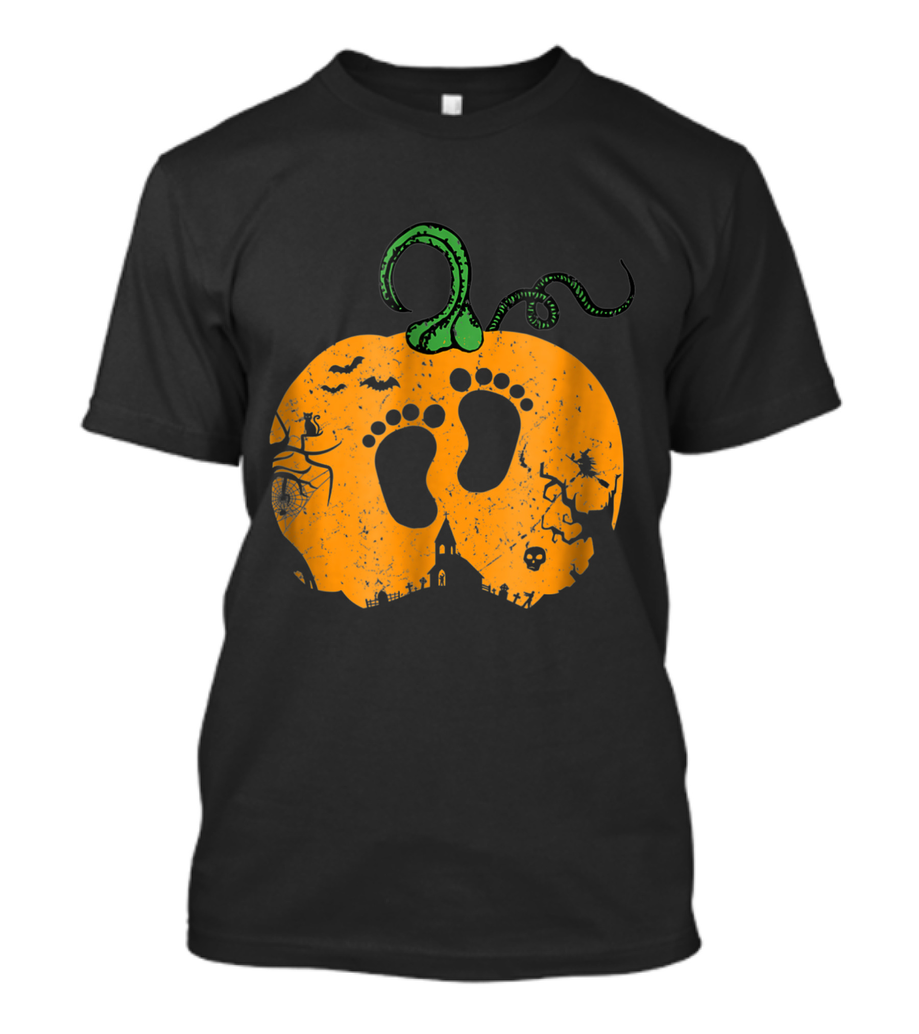 Halloween Pumpkin Baby Feet Announcement T-Shirt