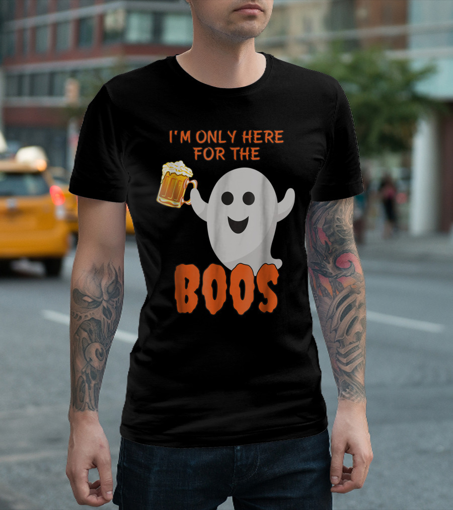 I'm Only Here For The Boos Ghost With Beer Mug T-Shirt