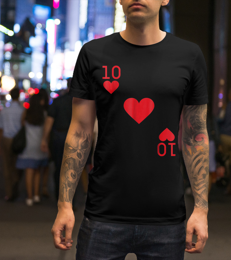 Ten Of Hearts Halloween Costume Playing Card T-Shirt