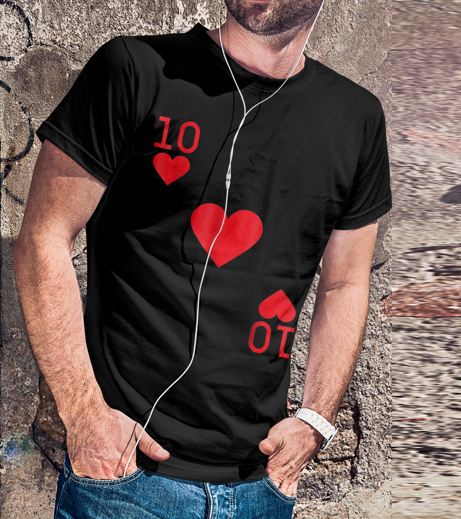 Ten Of Hearts Halloween Costume Playing Card T-Shirt