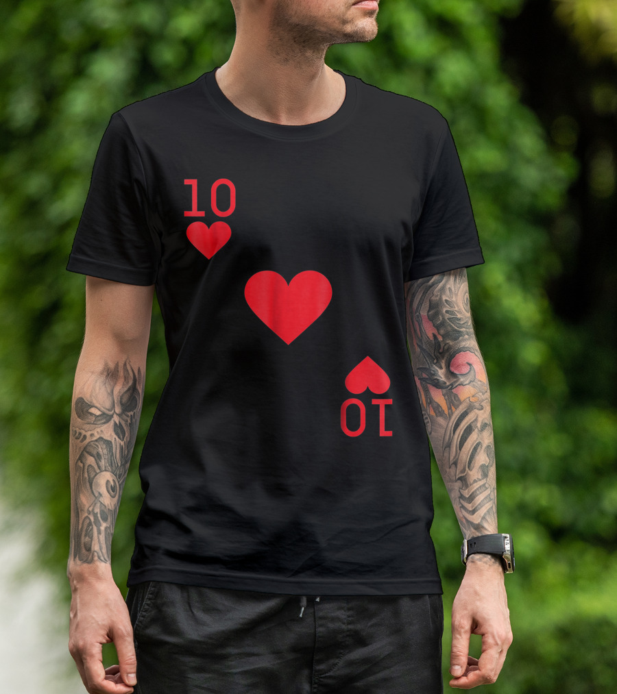 Ten Of Hearts Halloween Costume Playing Card T-Shirt