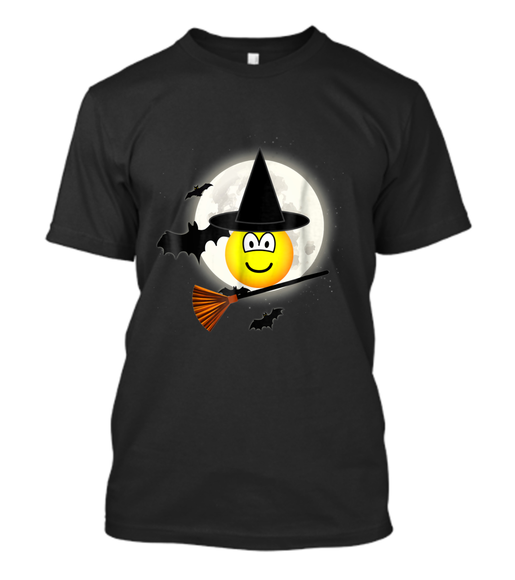 Witch Emoji Broomstick Full Moon Bat T-Shirt