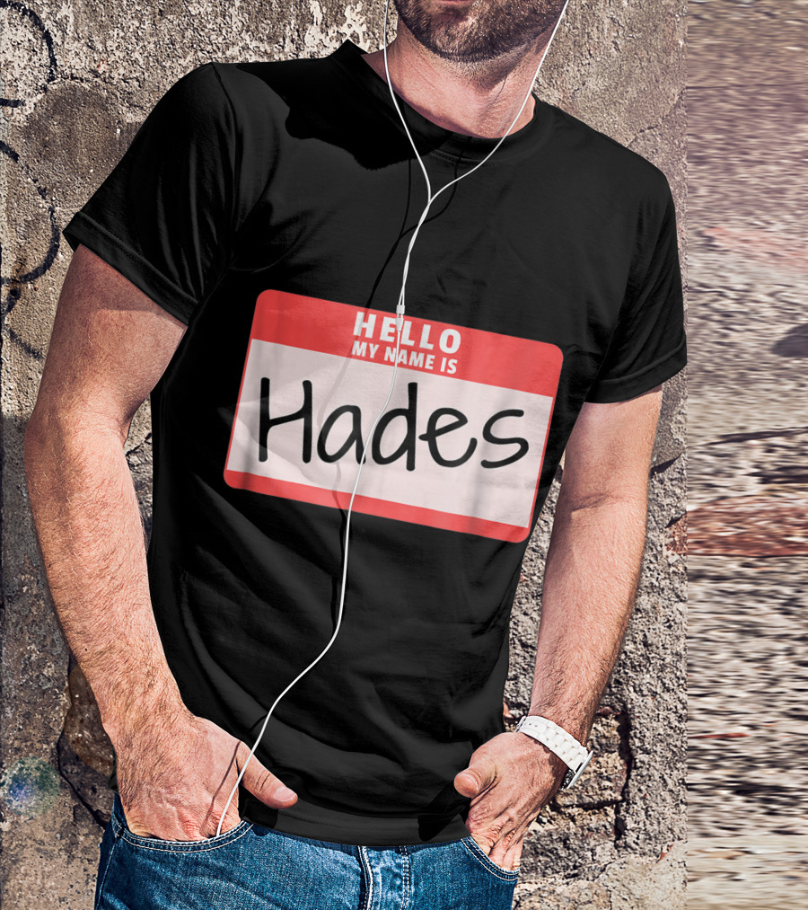 Hello My Name Is Hades Funny Halloween Greek God Nametag T-Shirt