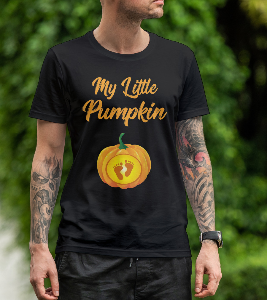 My Little Pumpkin Baby Feet Pregnancy Announcement T-Shirt
