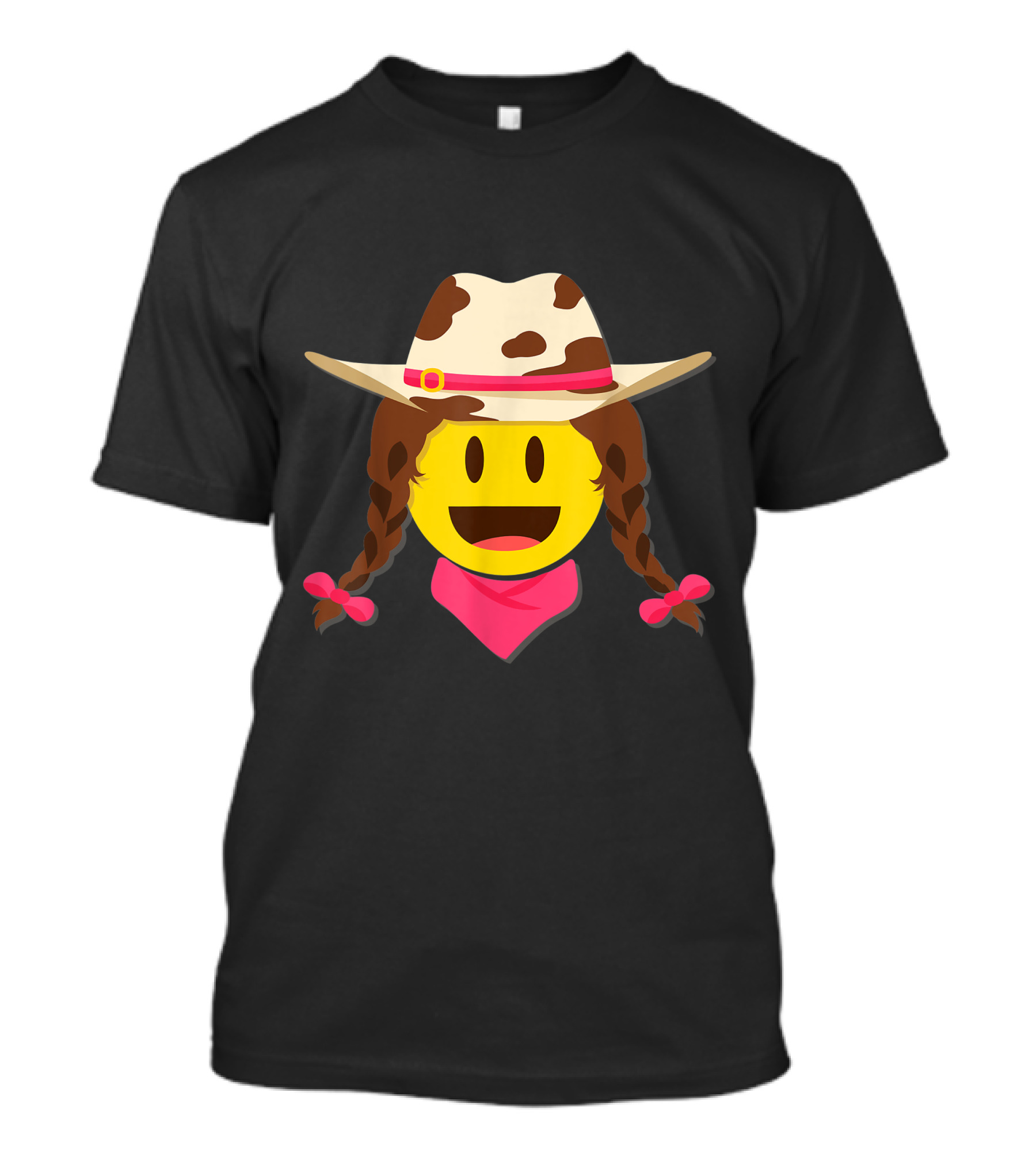 Cowgirl Emoji With Cowboy Hat And Braided Hair T-Shirt