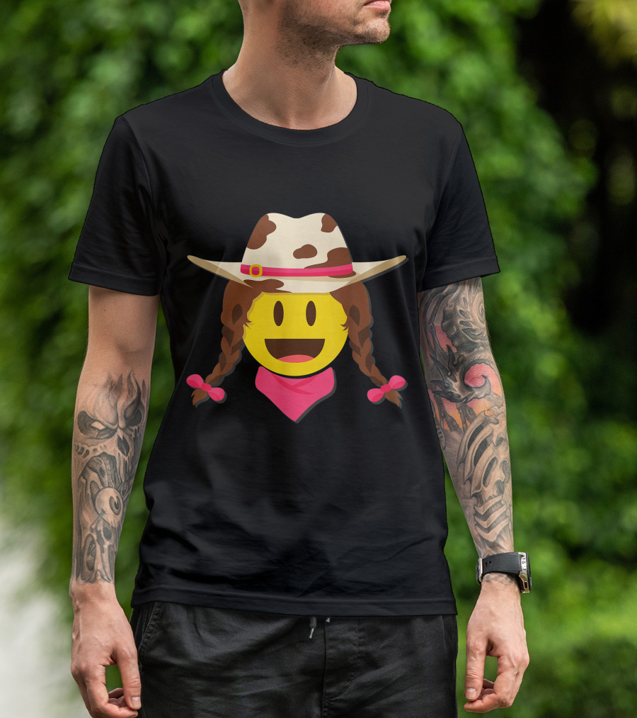 Cowgirl Emoji With Cowboy Hat And Braided Hair T-Shirt