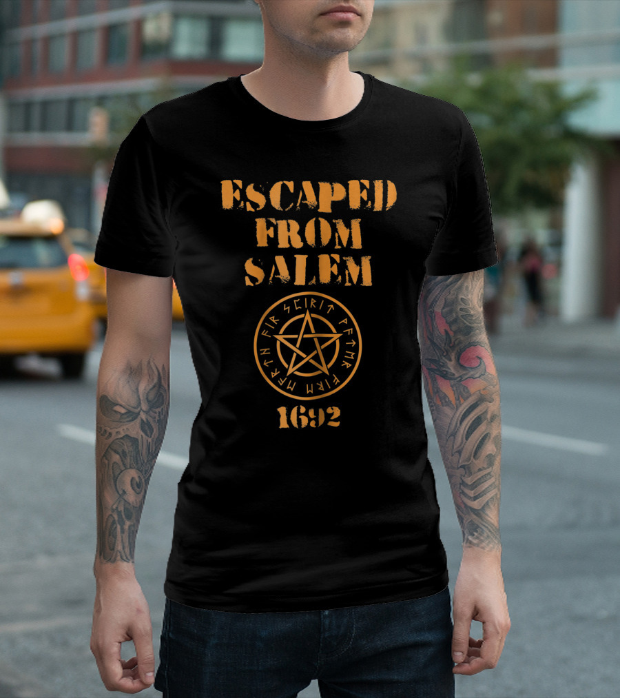Escaped from Salem 1692 Earth Air Spirit Water Fire Pentagram T-Shirt