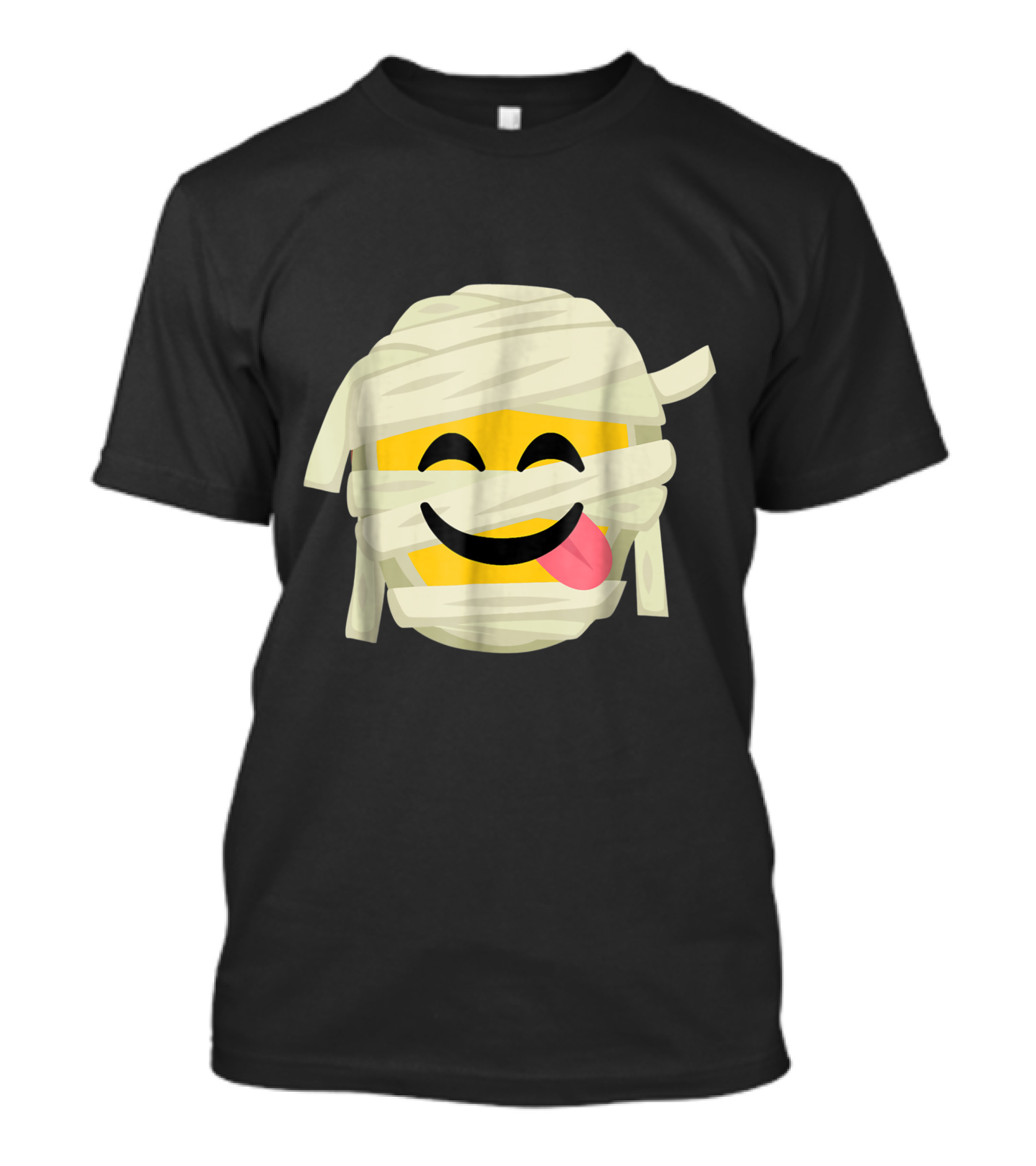 Mummy Emoji Tongue Out Wrapped In Bandages Halloween Face T-Shirt
