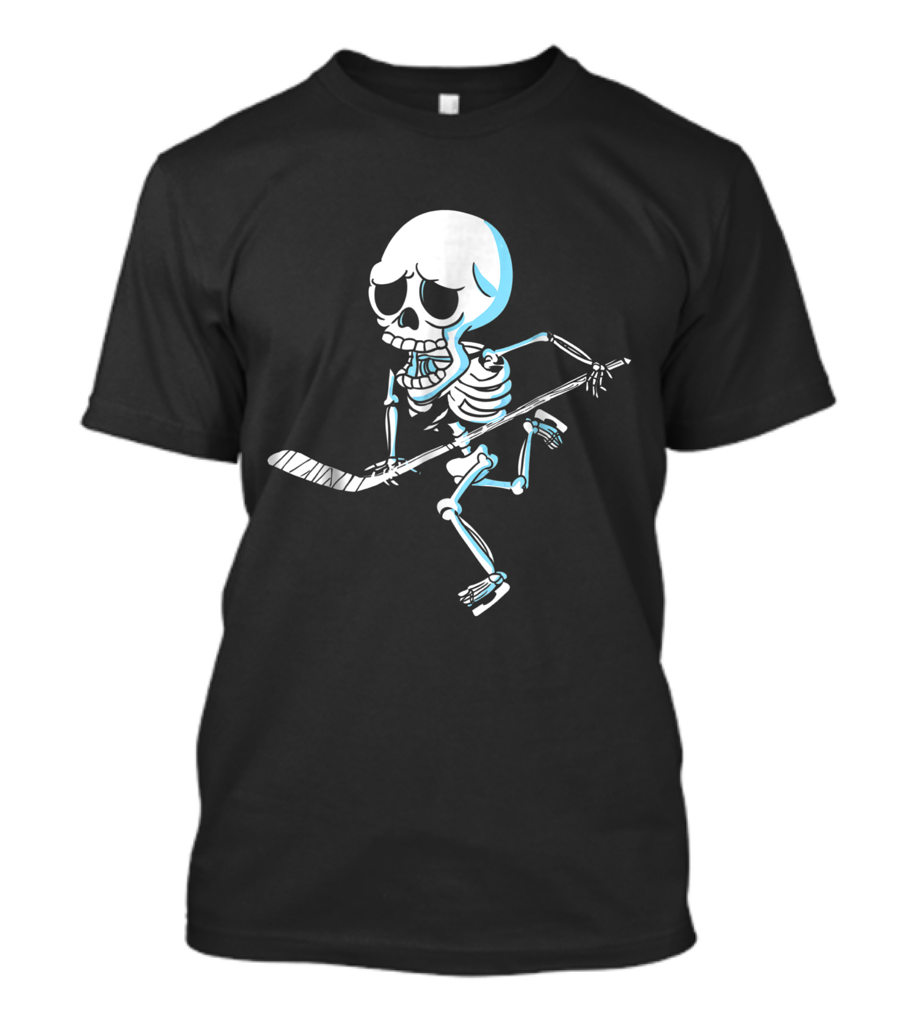 Skeleton Playing Hockey With Stick T-Shirt